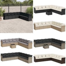 vidaXL 9/10-tlg. Outdoor Sofagarnitur Garten-Sofagarnitur mit Kissen Poly Rattan