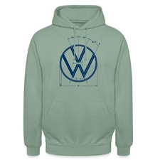 VW Logo Mit Bauplan In Weiß Unisex Hoodie