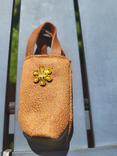 besondere Handtasche f. Puppen braun gelb Blumen  Glitzer selbstgemacht, Unikat