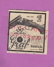 SUHL, Werbung 1936, Greifelt & Co. Gewehr-Fabrik