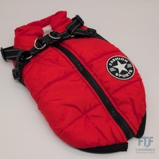 Hundemantel Gr. L Winterjacke wasserdicht warm mit Geschirr rot für kleine Hunde