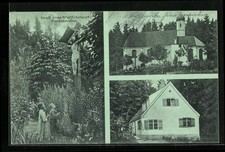 Matzenhofen, Wallfahrtskirche, Wegekreuz, Ansichtskarte 