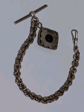 Taschenuhrenkette silberfarben 22cm mit Anhänger Uhrenkette (36)