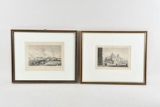 N91Q18- 2x Stahlstich 19.Jh Stadtansichten Worms Mexiko 