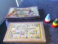 alte Gesellschaftsspiele Legespiele , Holzkreisel