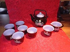 Teeservice  9tlg. schwarz-lila