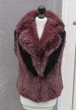 Pelz Weste echt Fuchs Bordeaux gefärbt teils gefedert 38 ital. Modell neuwertig