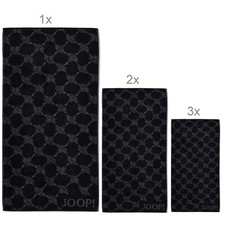 JOOP! 1611 Cornflower Handtuchset 1x Duschtuch 2x Handtuch 3x Gästetuch, Schwarz