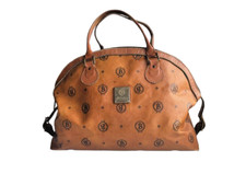 vintage Michael Beheim Damen B Bowling Bag Handtasche Canvas Leder braun