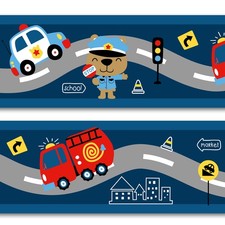 Bordüre Feuerwehr 15cm x 200cm Selbstklebend Kinderzimmer Wandtattoo Y033  (2