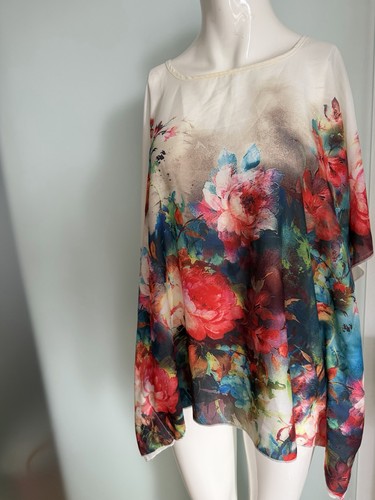 Chiffon bluse poncho look - bluse,