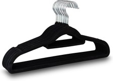 30x Samt Kleiderbügel Schwarz