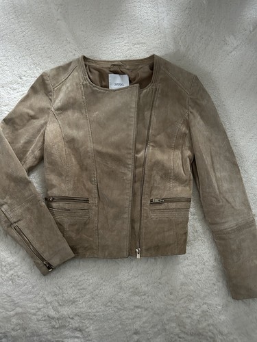 Mango lederjacke beige ocker - mango,