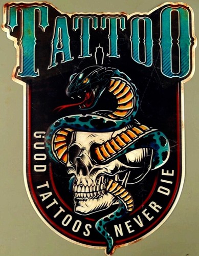 Blechschild tattoo schlange - blechschild,