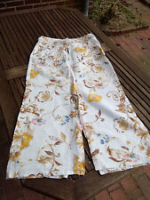 Hübscher Maxi Leinen Rock Leinenrock weiß bunt geknöpft Blumen Ranken L 40/42