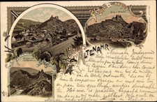 Litho Altenahr im Ahrtal, Burg, Bahnhof - 3689804