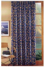 Dekoschal Ranke Kräuselband Gardine Blickdicht Blau Gold Deko Vorhang Typ802