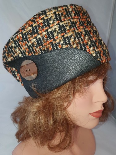 Topfhut retro boucle leder - topfhut, boucle`leder