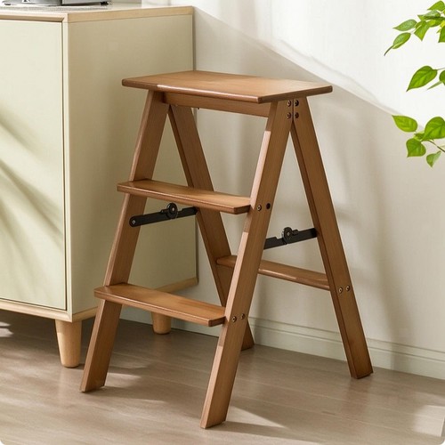 Stufenleiter mit holzoptik - stufenleiter,