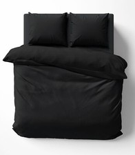Bettwäsche-Set 240x220 cm Uni schwarz Doppelbett Bettbezug Renforcé Baumwolle
