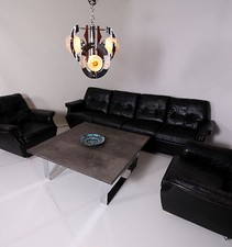 Mid Century 70er Draenert Chrom Couchtisch Schiefer Ammonite massiv robust