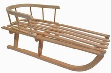 Holzschlitten Schlitten Holzrodel mit Rückenlehne aus Holz B-Ware