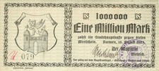 Jarmen Magistrat 1 Million Mark 1923 fast Kfr.