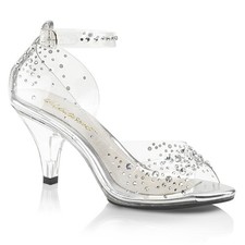 Sale BELLE-330RS Fabulicious Plateau klare Peep Toe Riemen Sandaletten Strass 43
