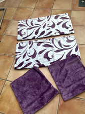 NEU - 4 kuschelig flauschige Kissenbezüge 2x 40x40 + 2x 80x40cm lila/grau