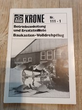 Krone Baukasten Volldrehpflug Betriebsanleitung Ersatzteilliste KO
