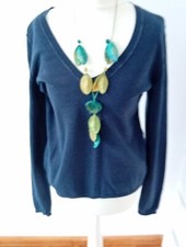 Marco Polo Pullover dunkelblau V- Ausschnitt Gr. M Wolle - Cashmere Mischung