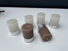 SALE! PTMD 6er Set Mini Kerzen 4x4x6 cm Rustic Stumpenkerze XS braun weiß Hygge