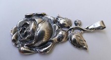 Anhänger große Rose 800 Silber Vintage 70er pendant silver
