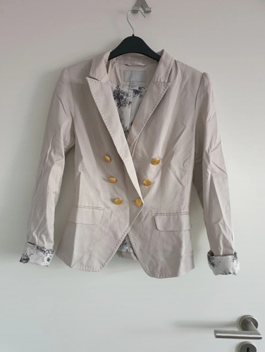 Beiger blazer mit blumenmuster - blazer,