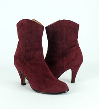 sehr schöne 70er jahre wildleder STIEFELETTEN high heels farbe zyklam gr. 3 = 36