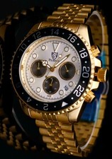 Pierrini Herren Armband Uhr Chronograph Stoppuhr Datum Silber Gold Farben Neu **