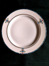  Flache Teller Essteller 6 x Burg Lindau grünes Band 26 cm feinstes Porzellan 