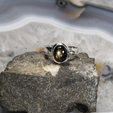 Schwarzer Stern Saphir Ring, 925 Silber, Edelsteinring (24320), Edelsteinschmuck