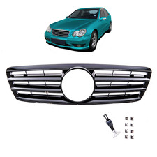 Sport Kühlergrill Schwarz glanz für Mercedes Benz C-Klasse (W203) ab 2000-2007