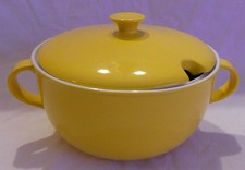 Keramik Suppentopf & Deckel * AHORNBLATT * Servieren, Gelb, 2 Liter