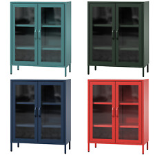 Aufbewahrungsschrank mit  Glasvitrine Aktenschrank Büroschrank Metall Glitzernd