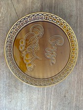 Vintage Pizza Teller 28 cm Keramik/Steinzeug braun Portugal Servierplatte