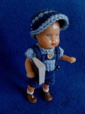 alt antik Bub Edi Püppchen + Buch Kleidung 50er Jahre Puppenwagen Puppenstube