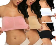 Damen Mädchen Bandeau Top Bauchfrei Bustier Trägerlos Push Up BH Dessous Body