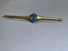 Uralte Brosche mit blauem Stein Stabbrosche alte Anstecknadel , Gold Farben