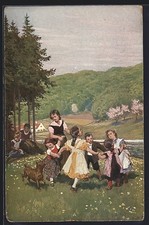 Künstler-AK P. Hey, Volksliederkarte Nr.: 21, Alles neu macht der Mai, Kinderta 