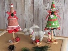 2 Tannenbäumchen, Elch, Stoff, Tilda Art, Skandinavischer Stil, Weihnachten 