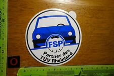 Alter Aufkleber Verkehr Sicherheit TÜV RHEINLAND FSP