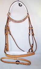 Trense London braun hellbraun Leder weiß unterlegt Strass rosa lila NEU WB