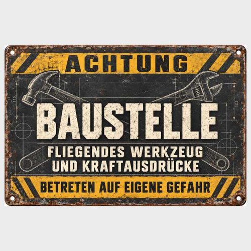 Blechschild achtung baustelle - achtung,